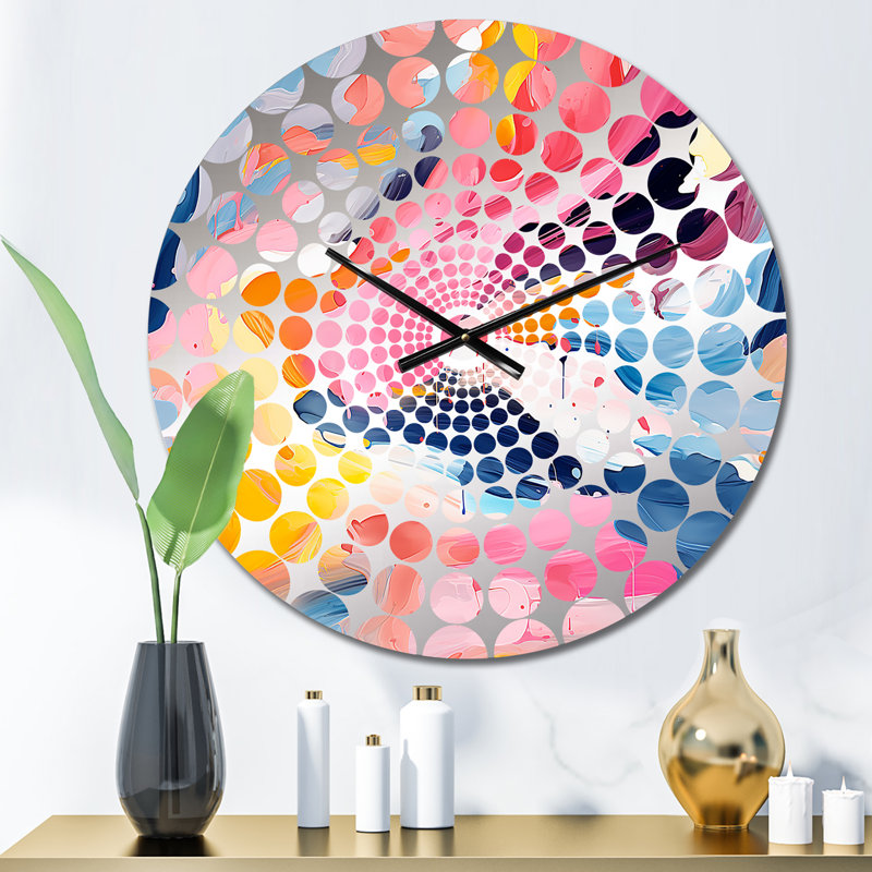 «Colorful Paint Swirl Bliss - Horloge murale abstraite», Petit