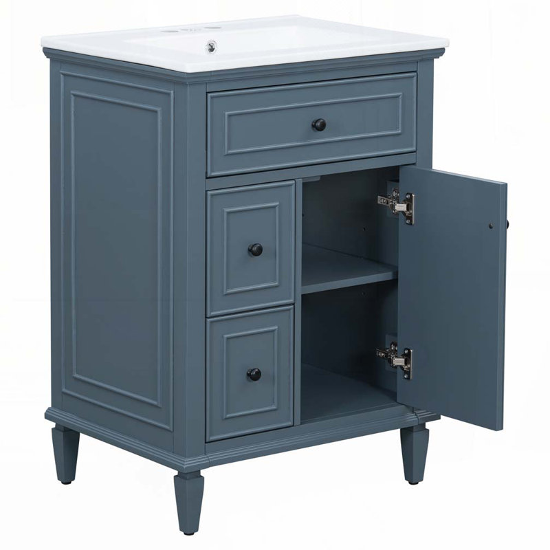 Meuble-lavabo 24 po avec lavabo en céramique, Bleu