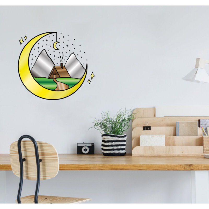 Décalcomanie murale Cabin House Moon Mountain, H 10 po x l 10 po
