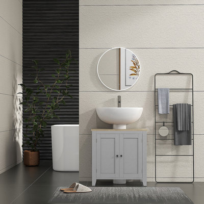 Armoire de salle de bain autoportante Karyah, bois
