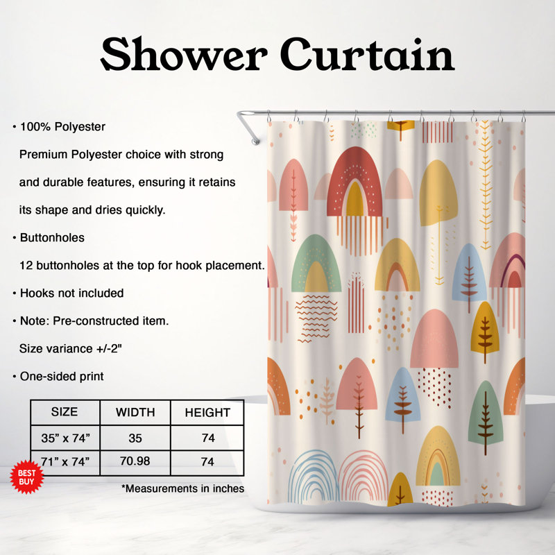 Rideau de douche Boho Neutrals - Premium, H 74 po x l 71 po