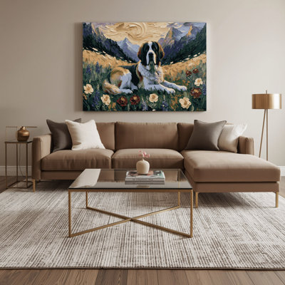 Dogs Saint Bernard Blue Canvas Wall Art