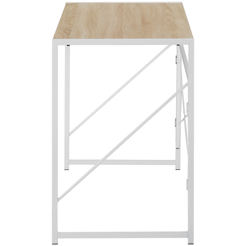 Metal Base Writing Desk, Natural, White