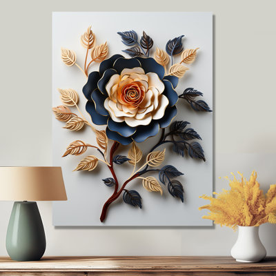 Minimal bleu ornemental rose - Art mural rose