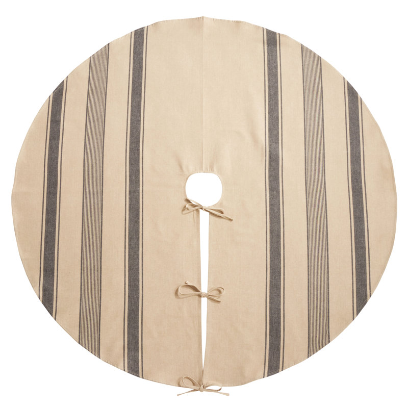 72-Inch Round Navy Blue and Beige Cotton Tree Skirt