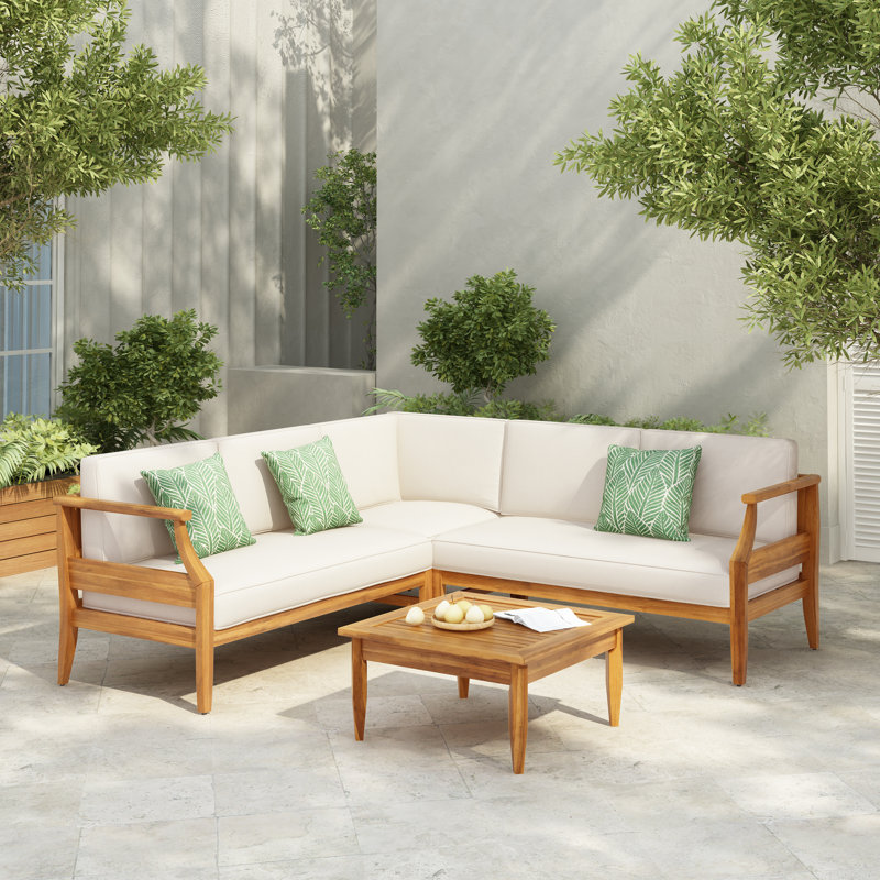 Trishul Acacia 5 - Person Modular Patio Conversation Set with Cushions, Beige