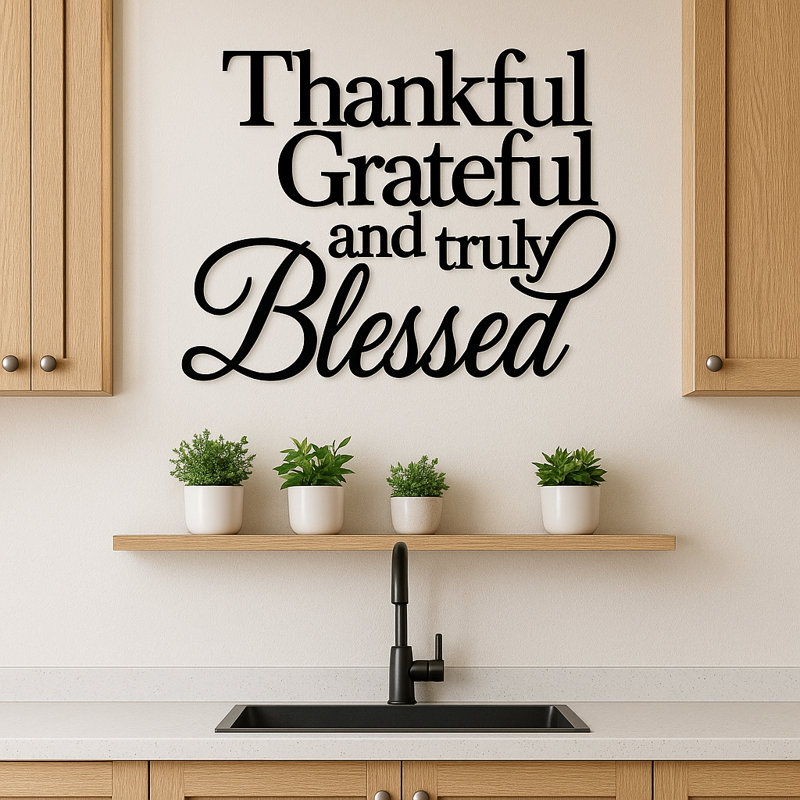 Décoration murale Nomia Thankful, Grateful and True Blessed, Acier inoxydable poli