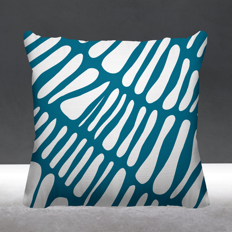 Coussin décoratif intérieur / extérieur Chase Tribal Abstract, Turquoise, L 15 po x H 15 po
