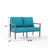 50.4" Wide Aluminum Outdoor Loveseat with Wood-Look Armrests & 5.12" Thick Cushions-286121541
