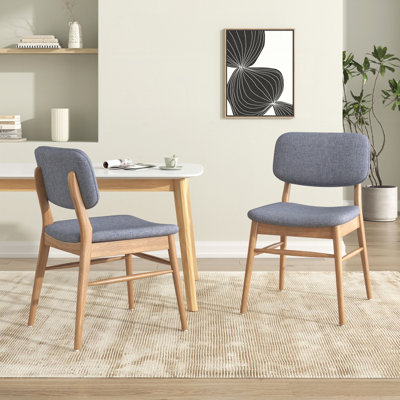 Ensemble de chaises de salle à manger rembourrées Mid-Century avec structure en bois d'hévéa, ensemble de 2