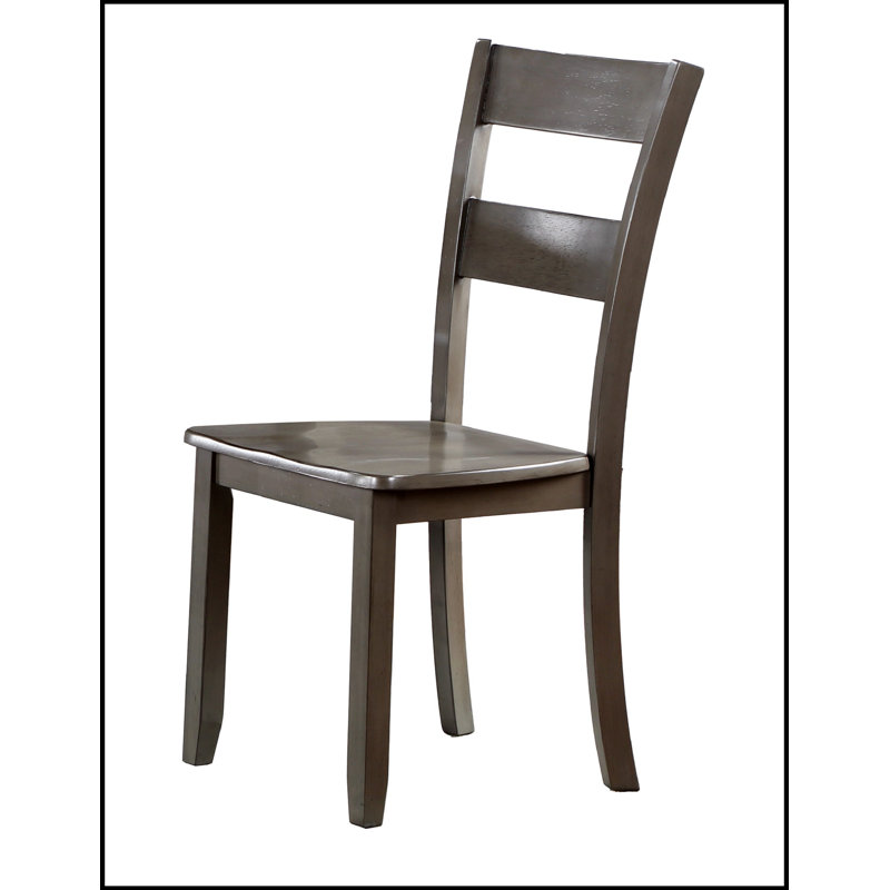 Chaises de salle à manger en bois à dossier échelle 2 pièces, finition grise, durable et élégante pour les décors modernes et classiques