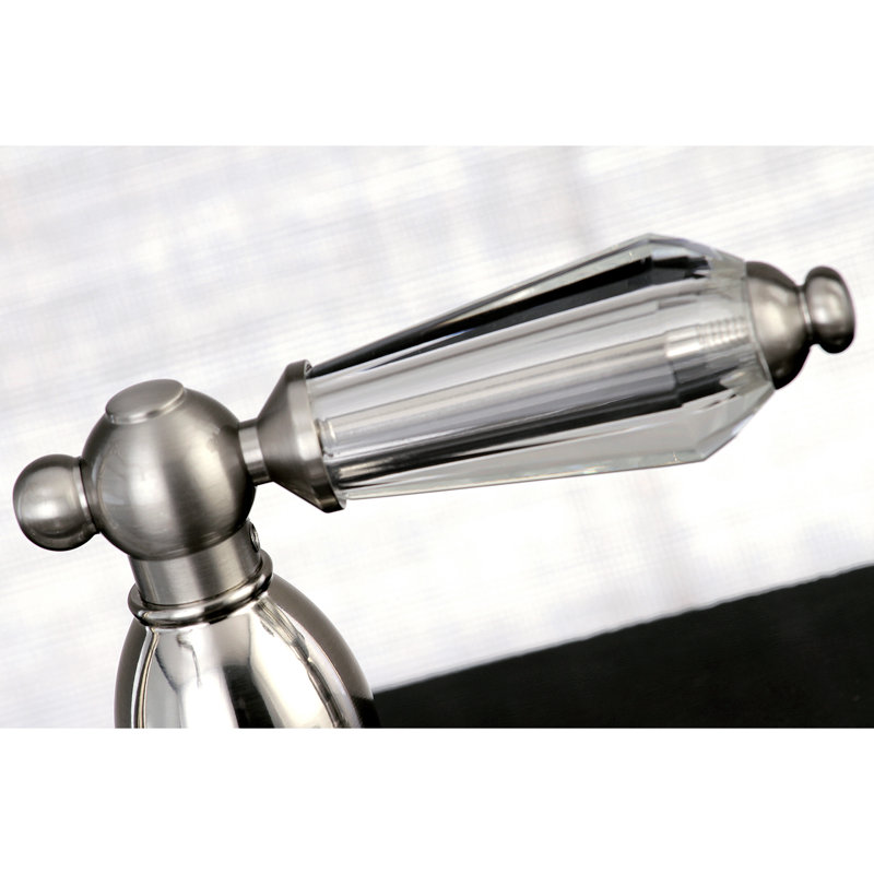 Kingston Brass Wilshire Two-Handle 4-Hole 8" Centerset Kitchen Faucet with Brass Side Sprayer, Brushed Nickel