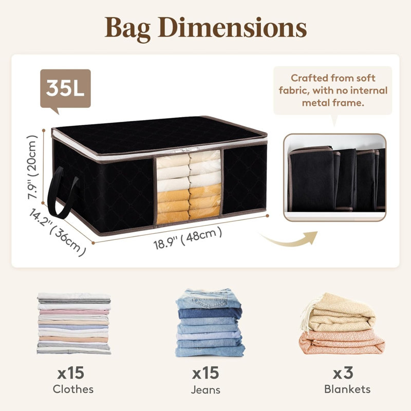 Brayden Studio Fabric Storage Bag, Black