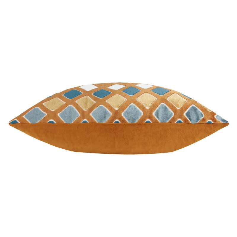 Metro Diamond Geometric Rectangular Throw Pillow Cover, Orange/Blue