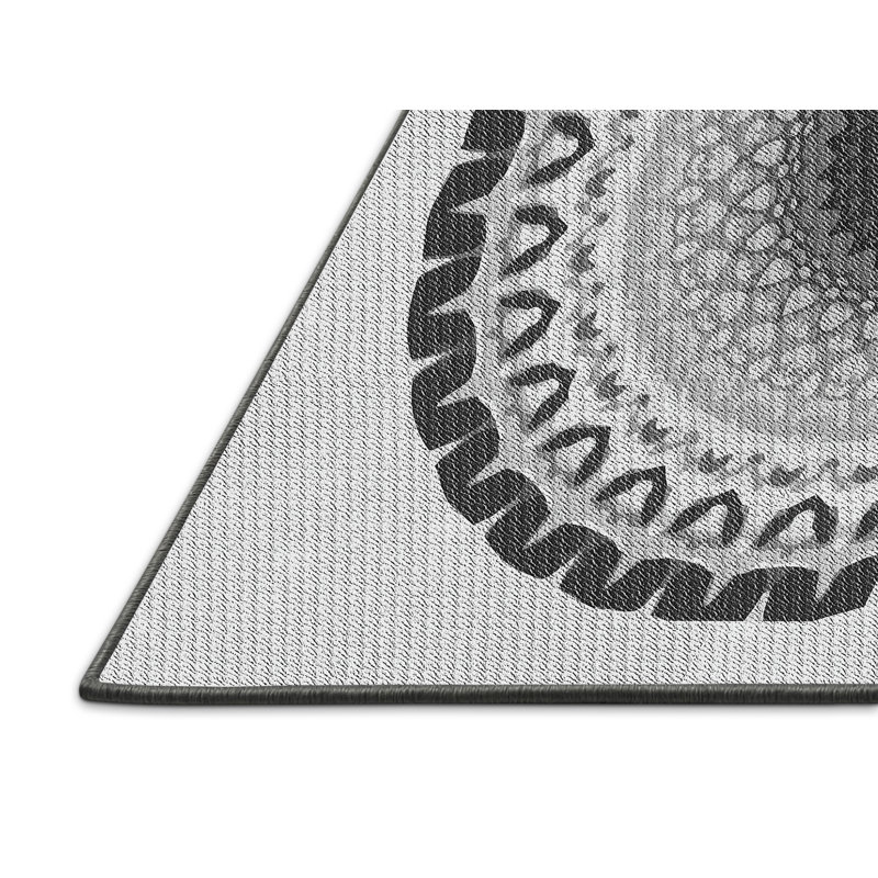 Laine tissée à la main orientale et polyester noir/gris Tapis décoratif, Rectangle 8 pi x 12 pi