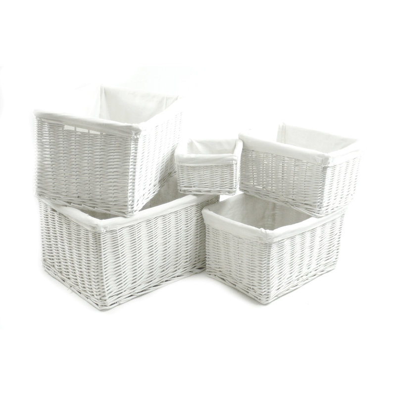 Brambly Cottage Wicker Decorative Basket, 23cm H x 39cm W x 27cm D, White
