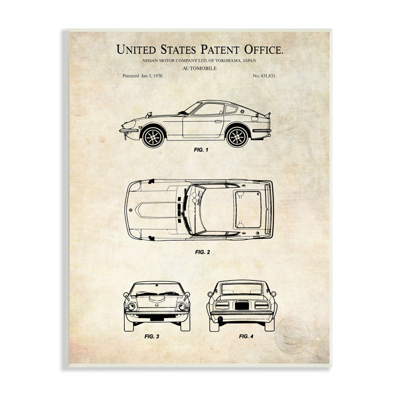 Schéma technique d'une automobile, Plaque murale, L 13 po x H 13 po