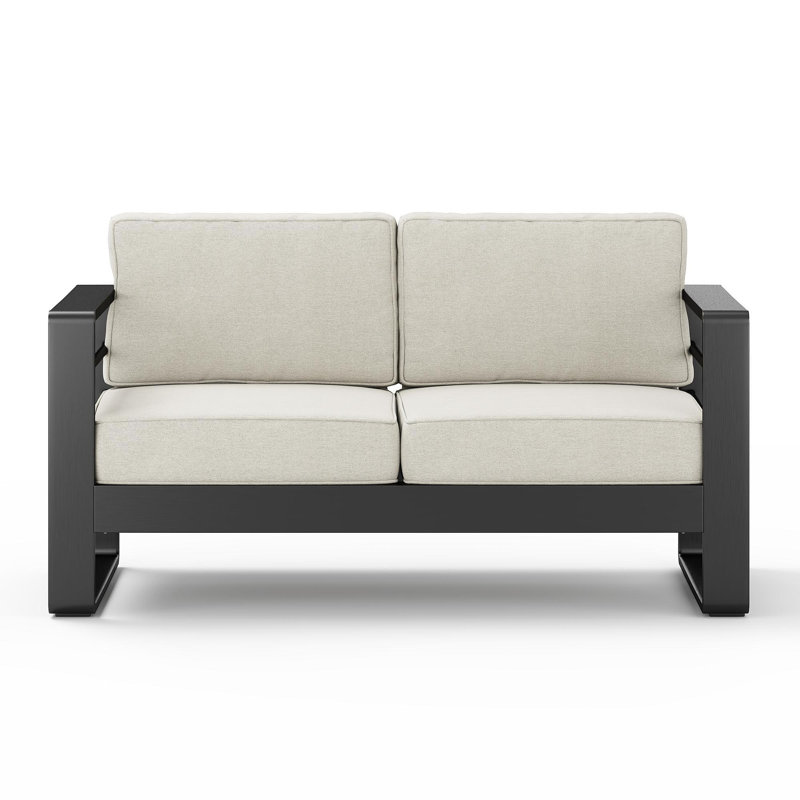 Causeuse, finition noire avec coussin beige