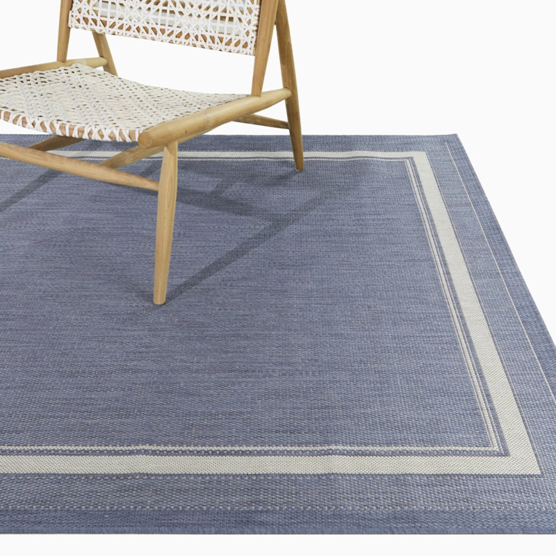 Wyrick Blue Border Patio Indoor/Outdoor Area Rug, Rectangle 7'10" x 9'10"