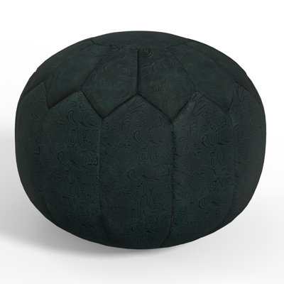 20" Wide Genuine Leather Round Pouf Ottoman