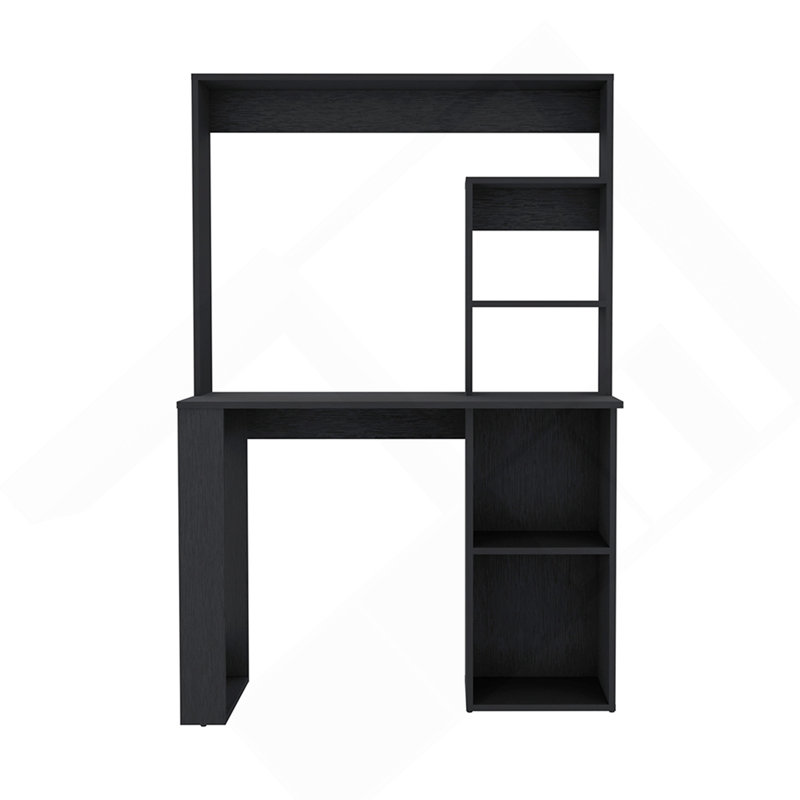 Maine Desk With Hutch And  Shelves, Black