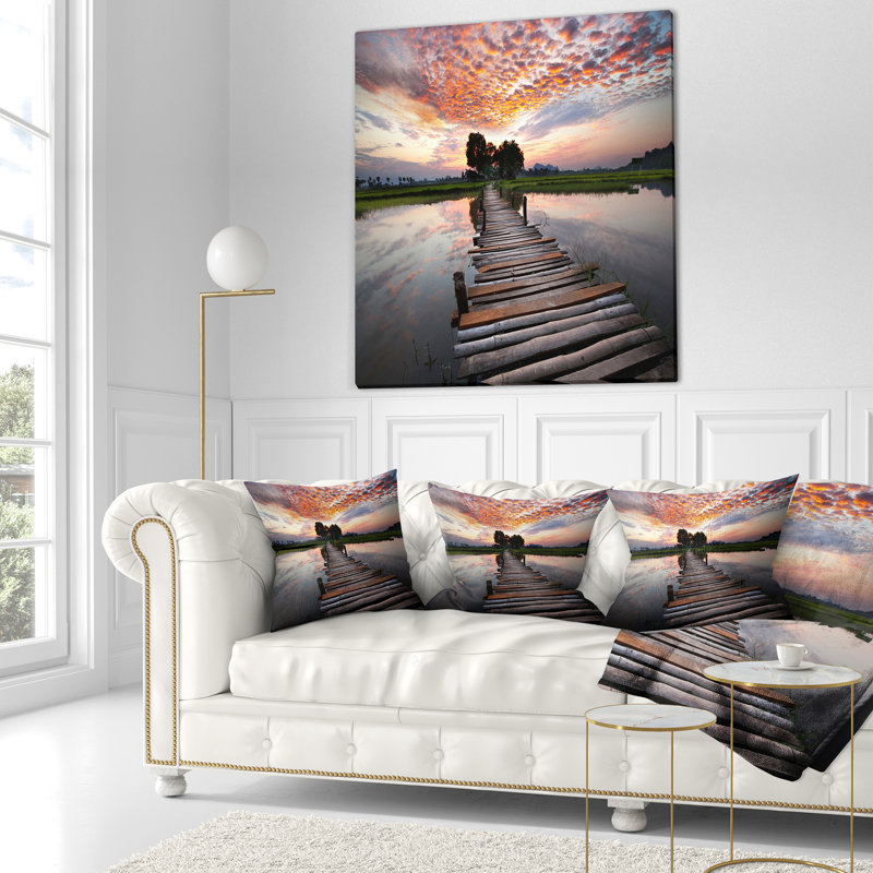 Coussin décoratif en bois de mer sous le lit en ciel spectaculaire, 16 po x 1 po, Coussin décoratif
