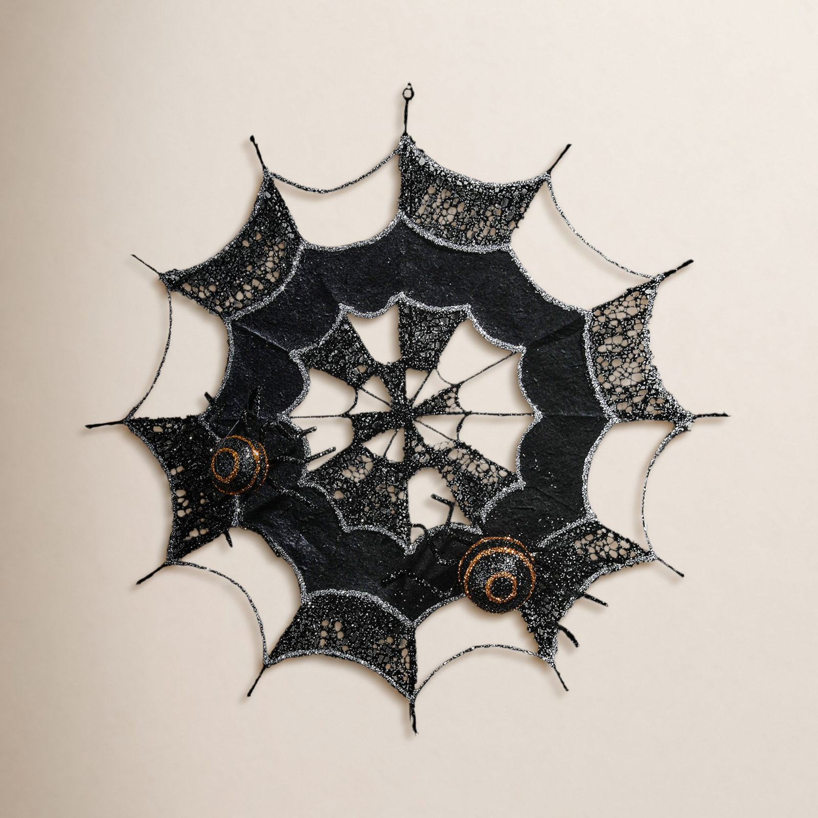 16" Glitter Spider Web With Spider