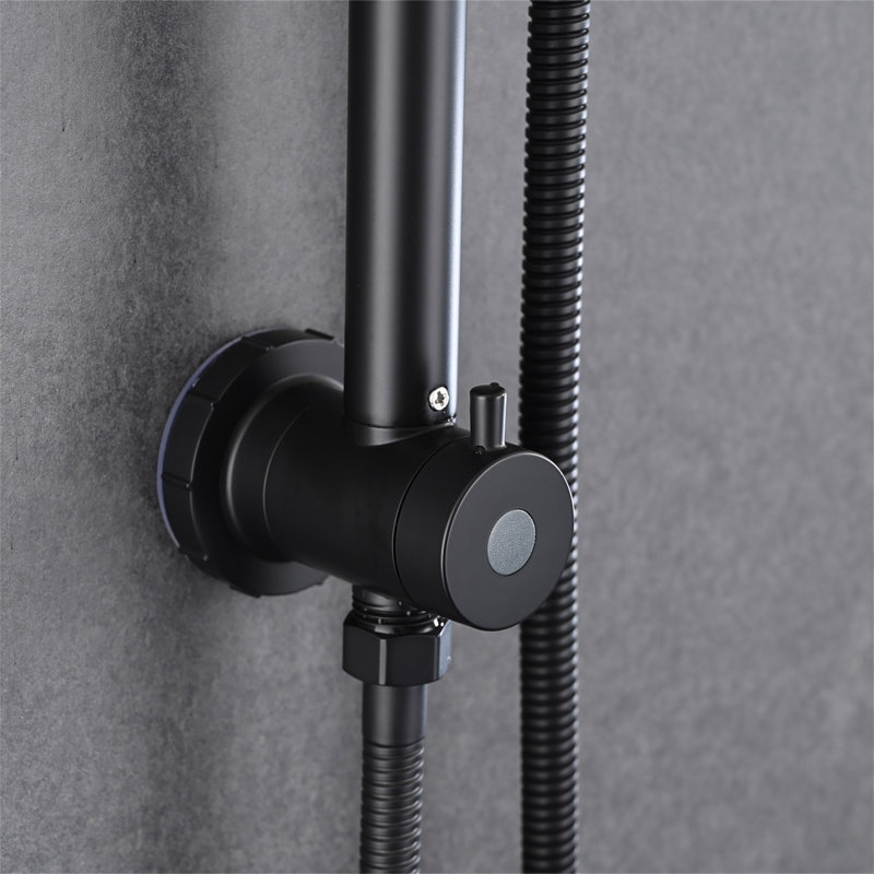 6 Inch Rain Shower Head With Handheld Shower Head Bathroom Rain Shower System, Matte Black