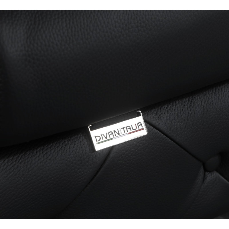 Chaise en cuir grainé Ehrika, Cuir véritable noir