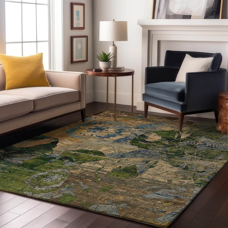 Tapis taupe Cerrito AMF555 lavable à la machine de qualité supérieure, Rectangle 9 pi x 12 pi