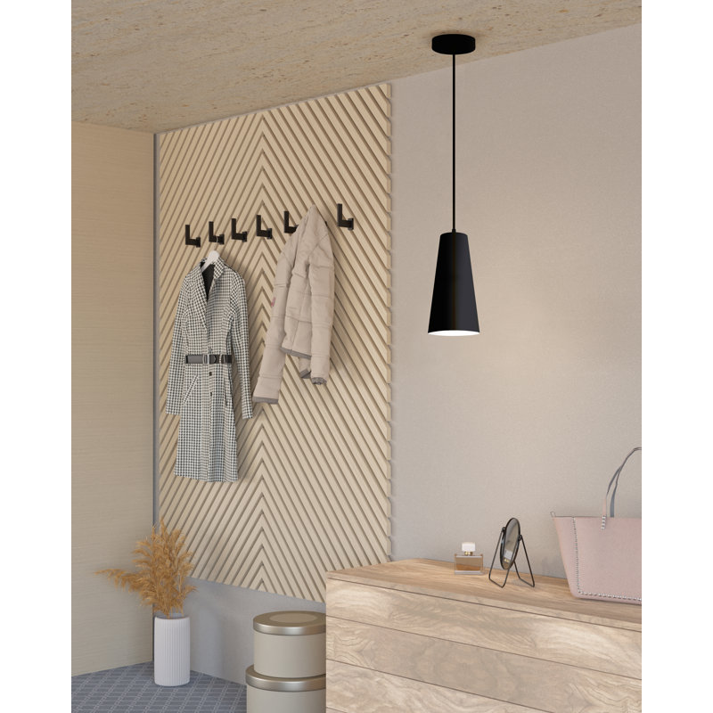 Deandra Single Light Metal Dimmable Pendant, Structured Black
