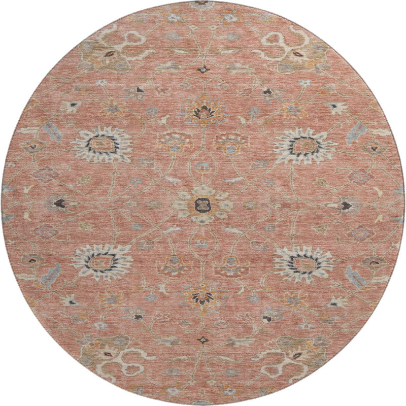 Premium Machine Washable Ducote AMF1137 Global Rug, Round 8'