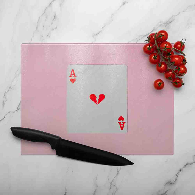 Ace Of Broken Hearts Glass Chopping Board