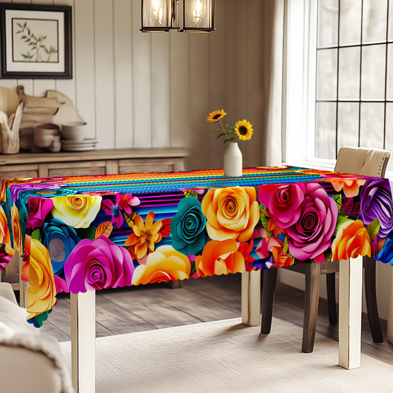 Nappe de table à motif floral mexicain 152 x 220 cm, L 86 po x l 60 po