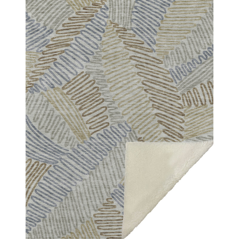 Jeté floral Sherpa ASB904 Addison, Taupe
