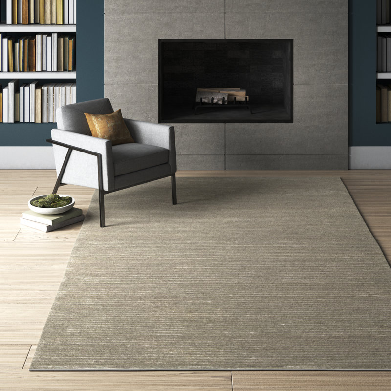 Tapis gris noué à la main Whitchurch, Rectangle 8 pi x 11 pi
