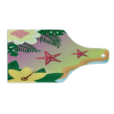 East Urban Home Glass Graphic Beach Cutting Board