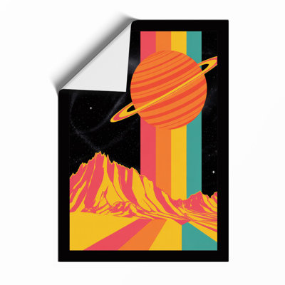 Cosmic Mountains Retro - Framed Print