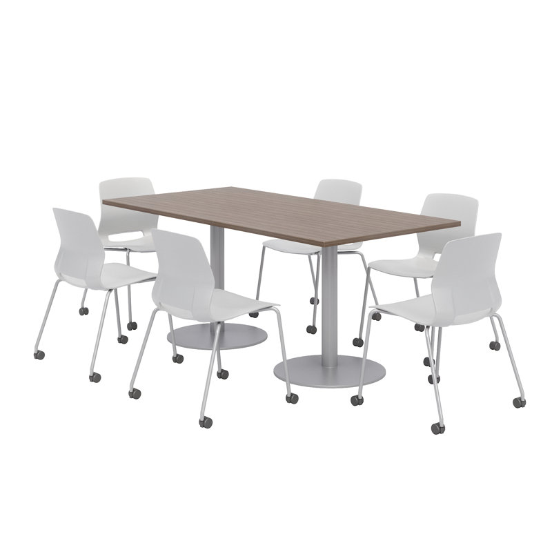 Ensemble de table de salle à manger rectangulaire 72 "et chaise, Teck studio, Gris clair