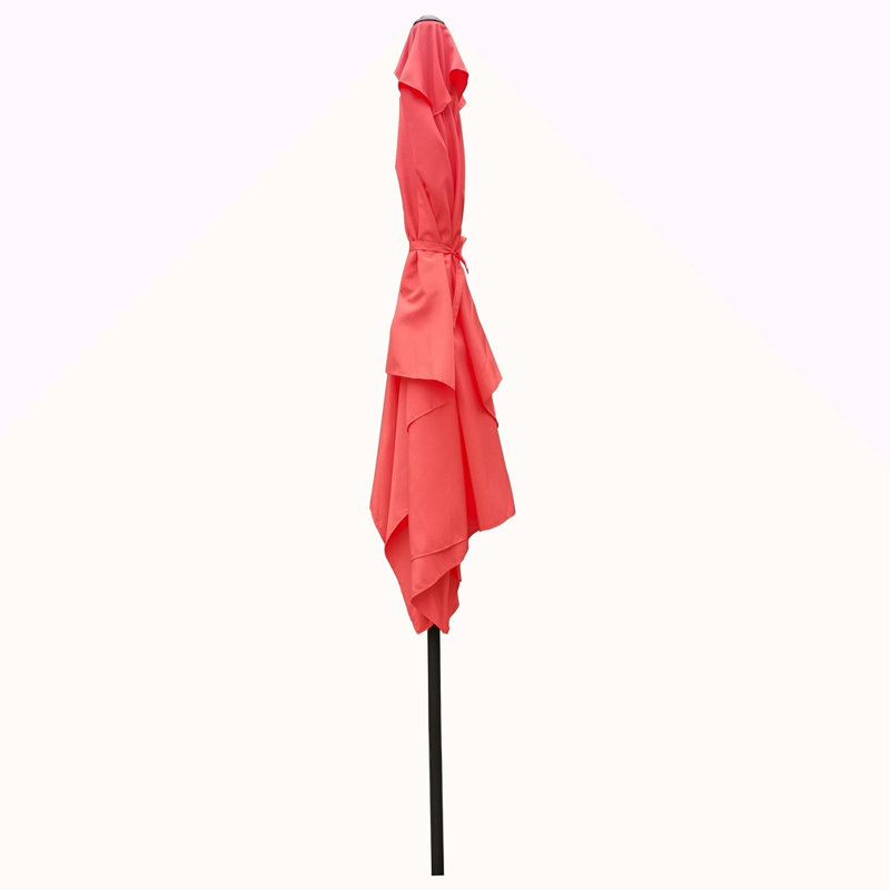 Parasol imperméable d'extérieur 6 x 9 pi avec manivelle et bouton poussoir inclinable sans rabat pour le jardin, Orange