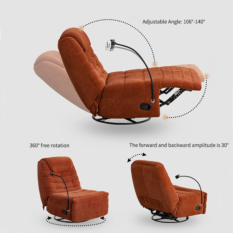 Light luxury ergonomic Chenille lounge chair, Caramel