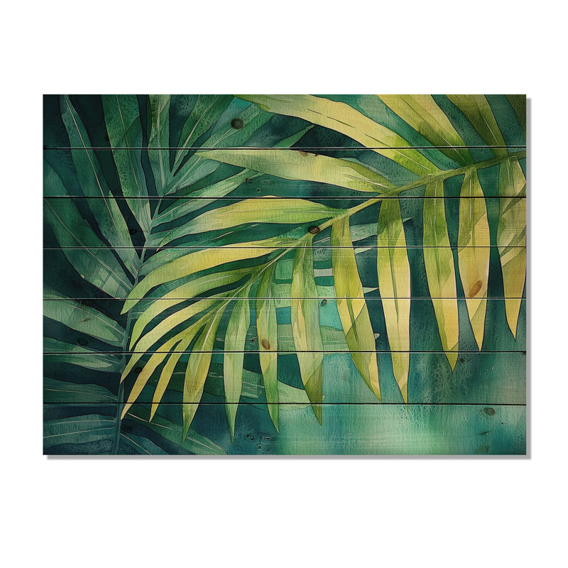 Green Green Safari Palms I - Décoration murale en bois de palmiers et palmiers - sur bois de pin naturel, H 30 po x l 40 po