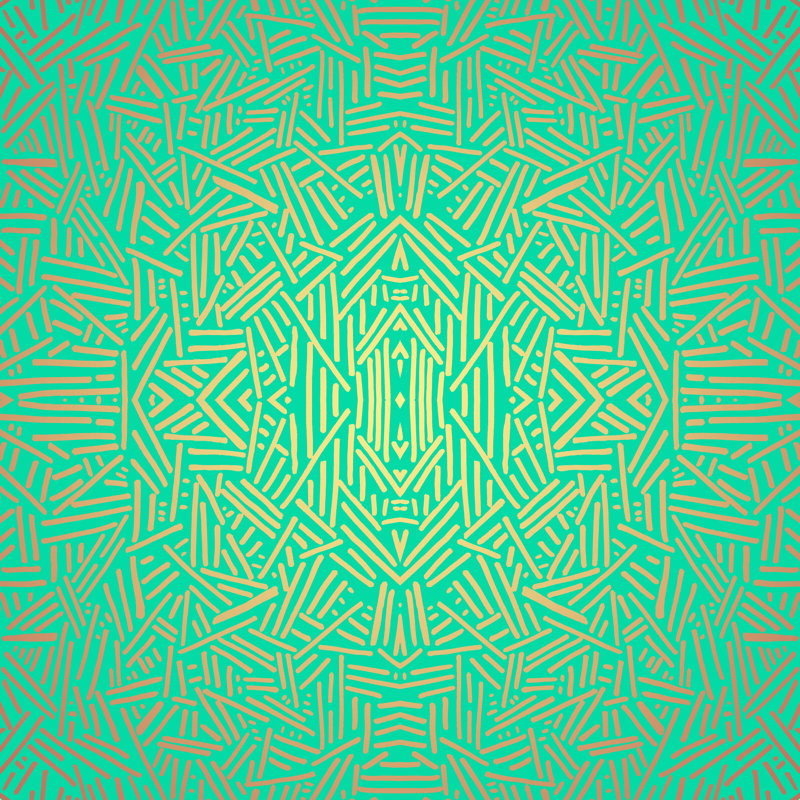 " Radiate Teal Gold ", 20" H x 20" W  , Yes, Maple Single Picture Framed