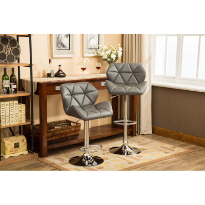 Glasgow Contemporary Tufted Adjustable Height Hidraulic Bar Stools, Set Of 2