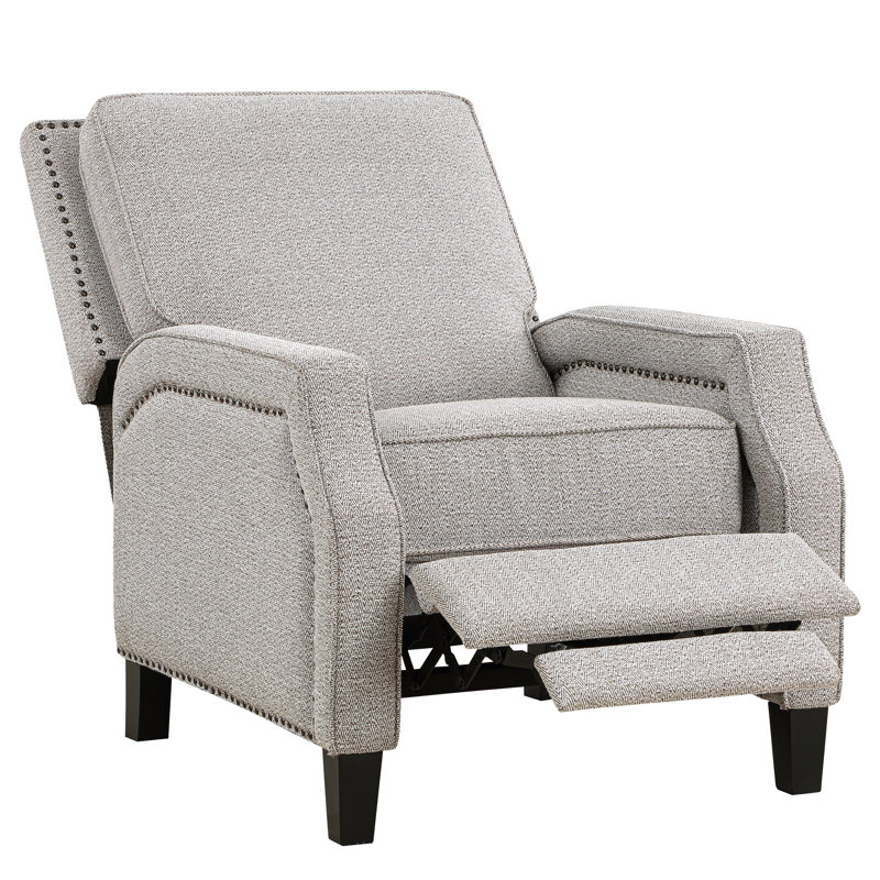 Chaise inclinable moderne en tissu de chenille avec structure en bois massif pour un espace de vie, à dossier, structure, hauteur de siège de 20 po, style transitionnel, poids de 75,58 lb