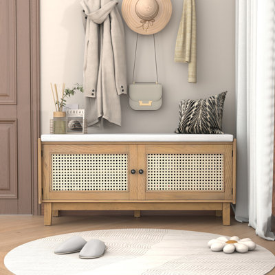 Banc en rotin avec rangement Boho