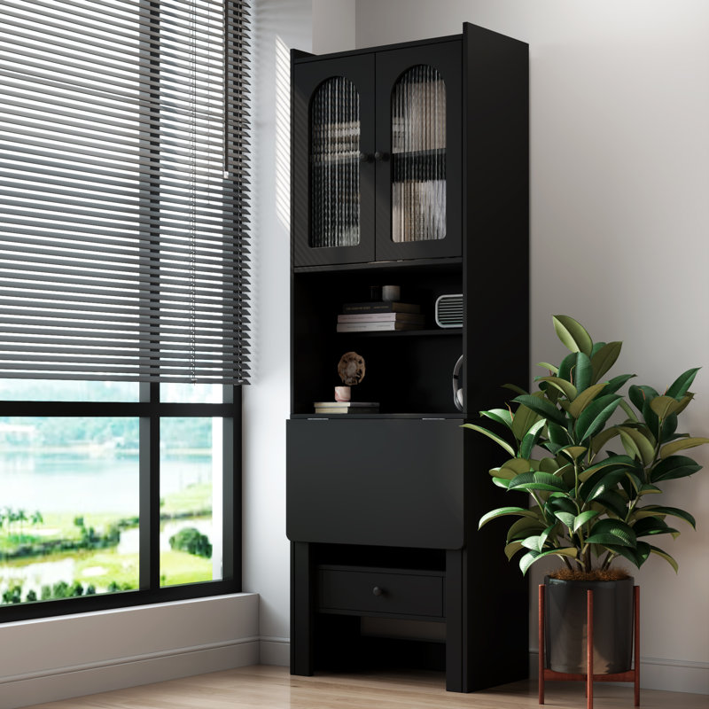Table d'écriture pliable, armoire de bureau avec tablette et tiroir