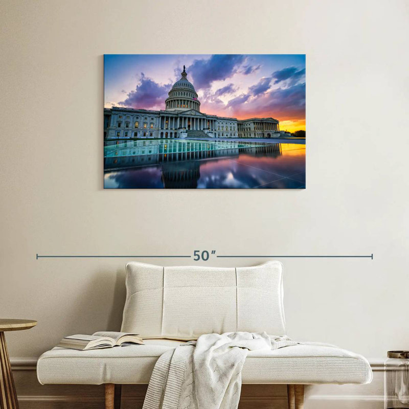 Lilie US Capitol Sunset Reflection, 24" H x 36" W