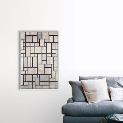 "Composition with Grid 2" par Piet Mondrian - reproduction d'art sur toile
