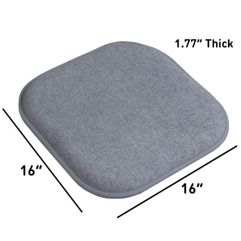 Alexis Memory Foam No Slip Back 16" x 16" Chair Pad Cushion, Blue/Gray, 4-Pack